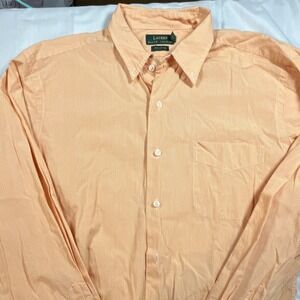 Lauren Ralph Lauren Men's Orange Check Button-Up Cotton Shirt Long Sleeve 16 1/2